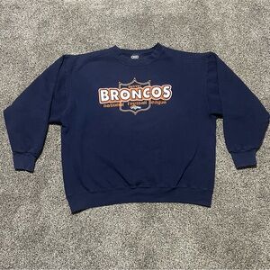 Vintage Denver Broncos Embroidered Logo Mens XL Blue Crew Neck Sweatshirt